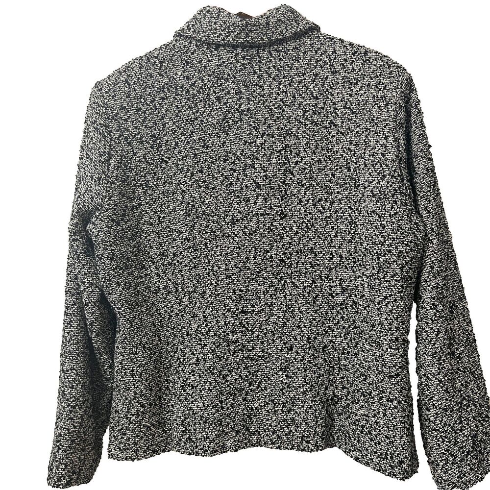 Coldwater Creek Jacket L Silk Blend Woven Texture Black White - Picture 2 of 8